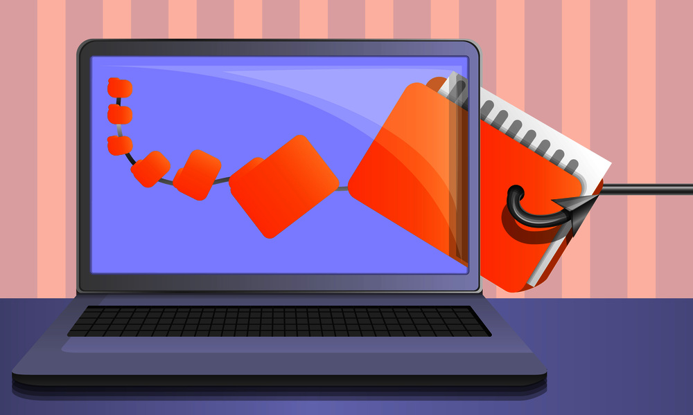 Personal data phishing concept background, cartoon style