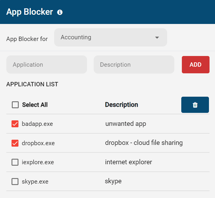 BrowseControl's Windows app blocker