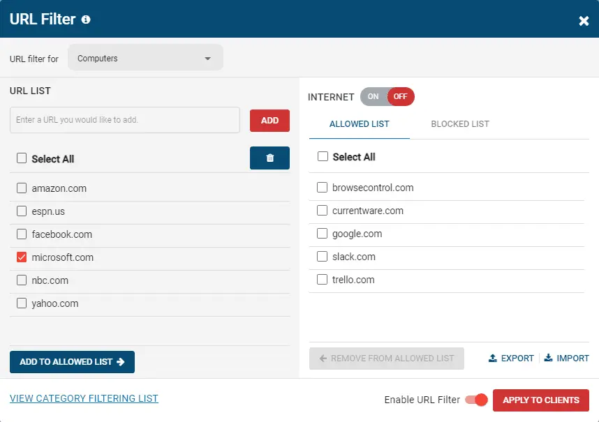 cwConsole-url-filter