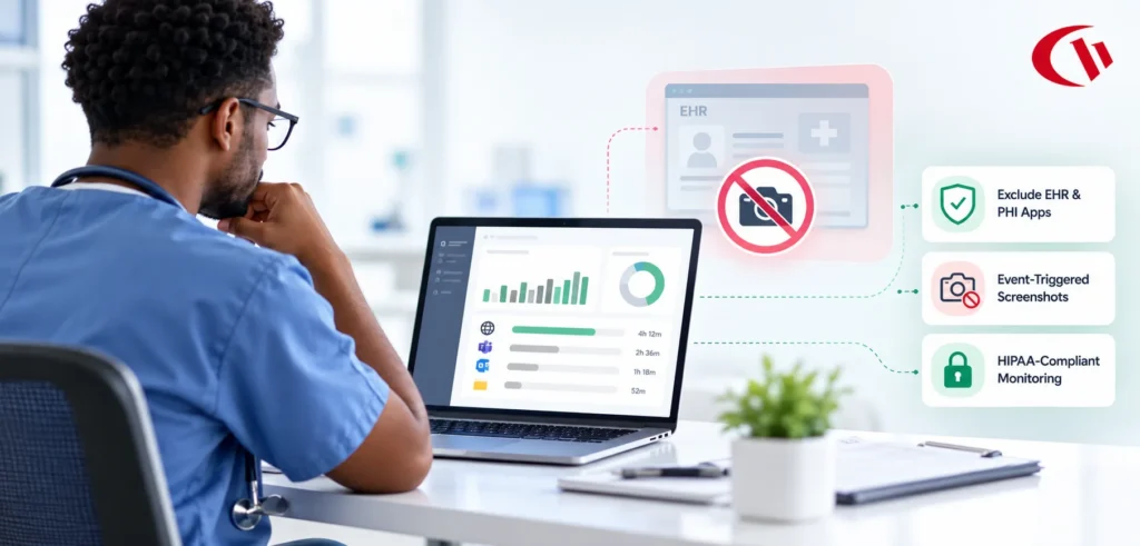 Screenshot monitoring in healthcare